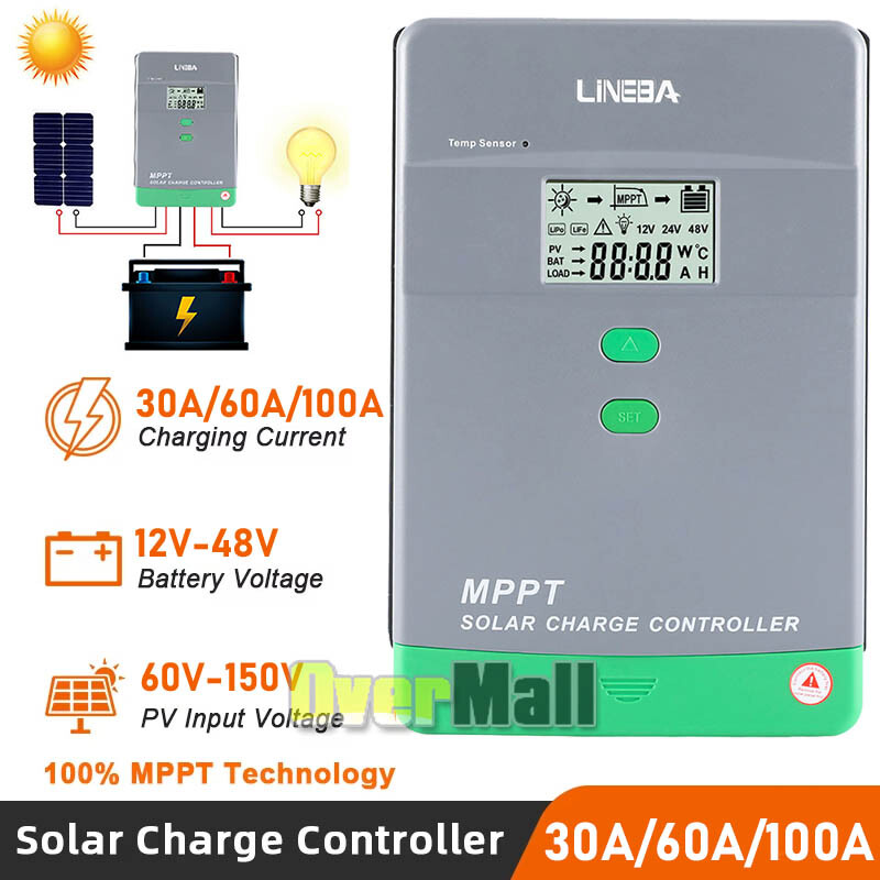 MPPT 100AMP 60A Solar Charge Controller For 12V 24V 36V 48V DC Battery Regulator