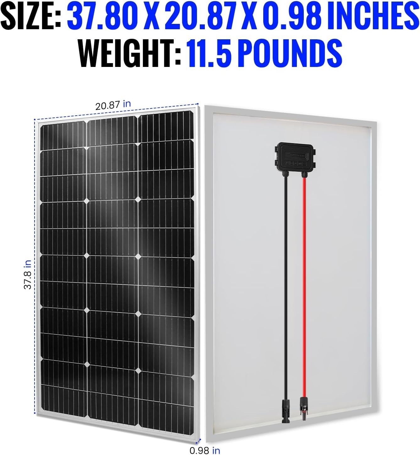 100W Monocrystalline Solar Panel Kit 30A PWM Controller 12V/24V High Efficiency