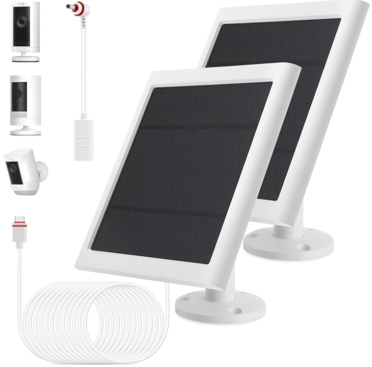 Panel solar IP65 cámaras exterior 2pcs cable 3m impermeable polvo carga continua