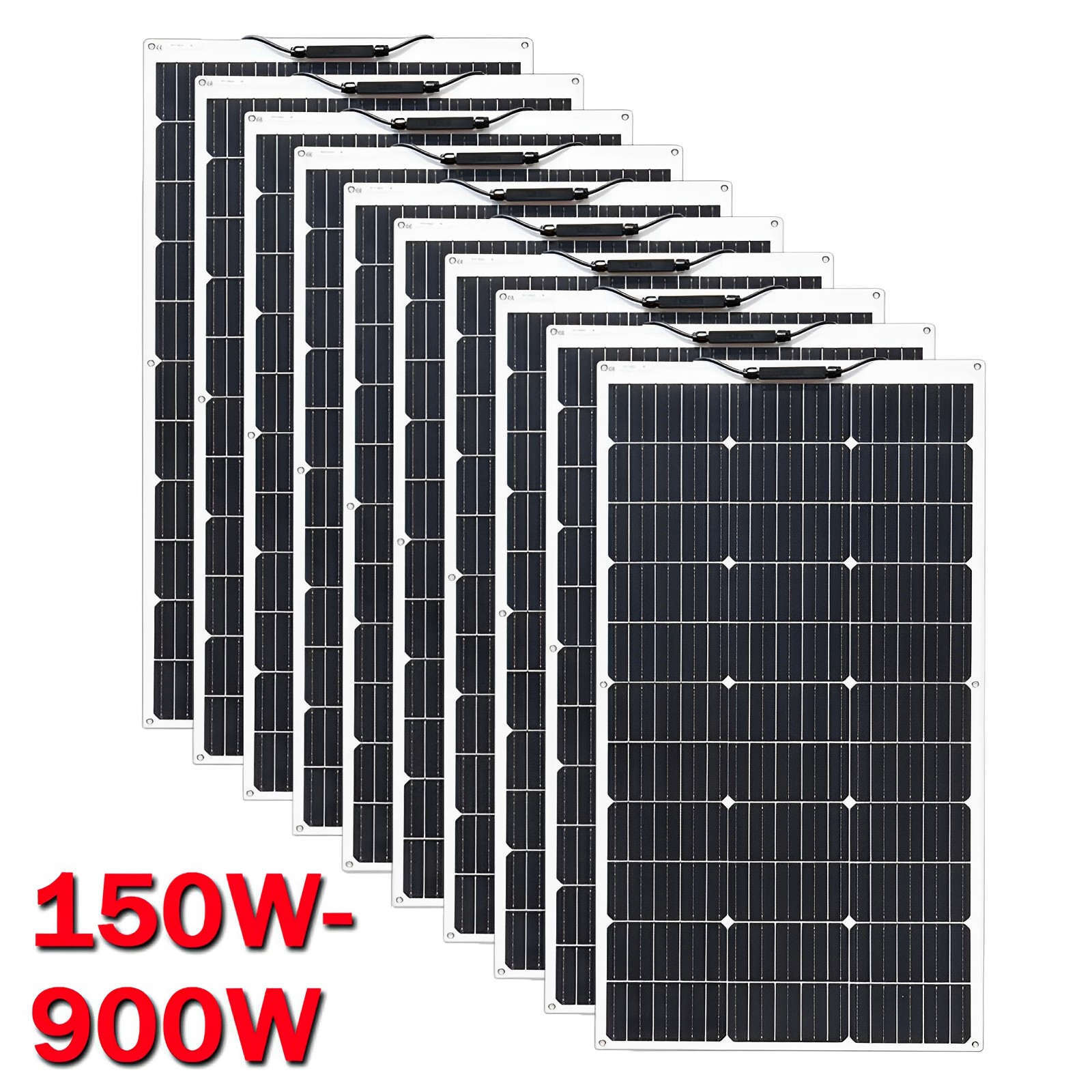 Flexible Solar Panels Kit 150W 300W 600W 1200W Monocrystalline 12V 24V Home RV