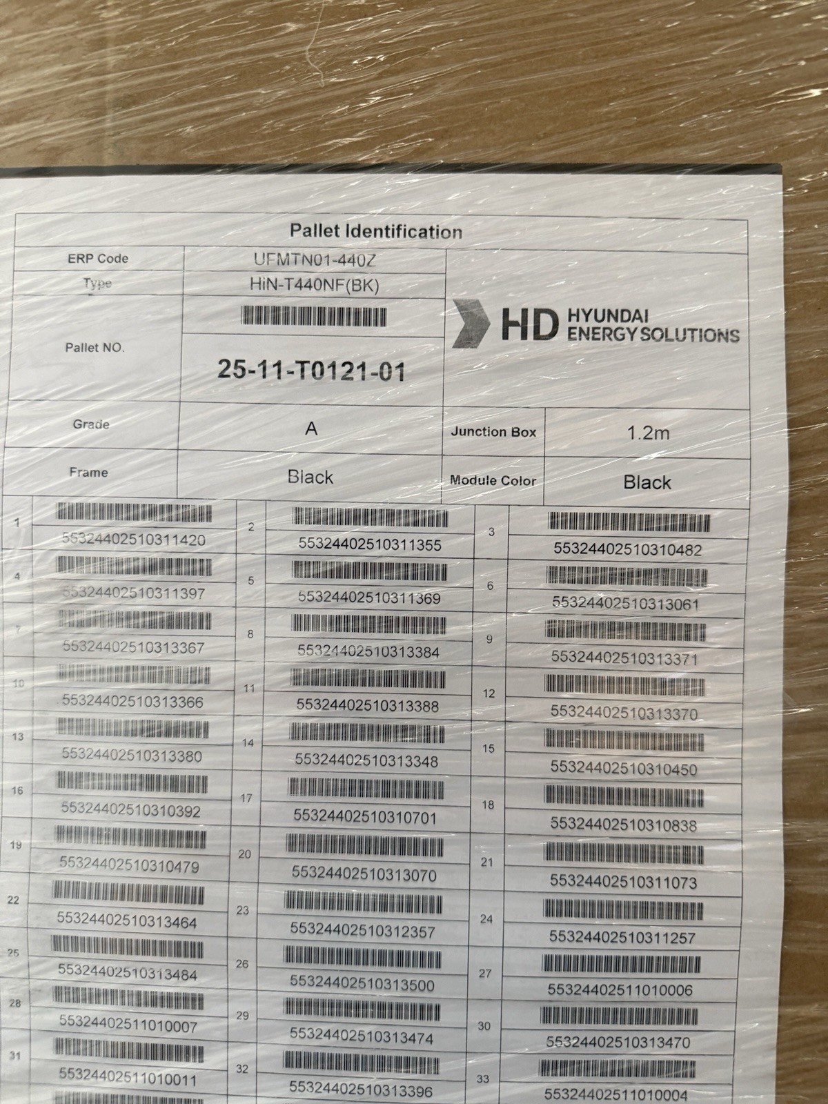 Hyundai Solar Panel HiN-T440 NF(BK). 440 Watt BiFacial Panels Brand New