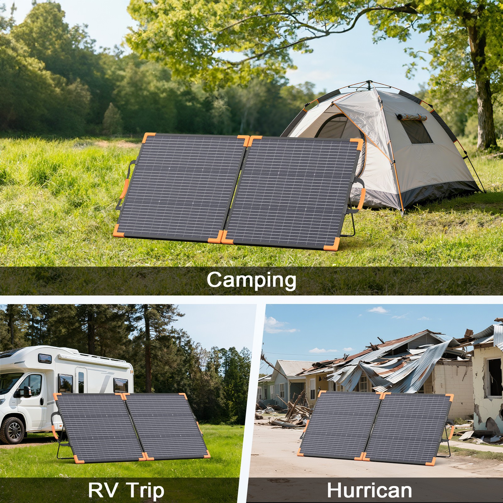 MHPOWOS Bifacial Portable Solar Panel 200Watt IP68 Waterproof Solar Charger Kit
