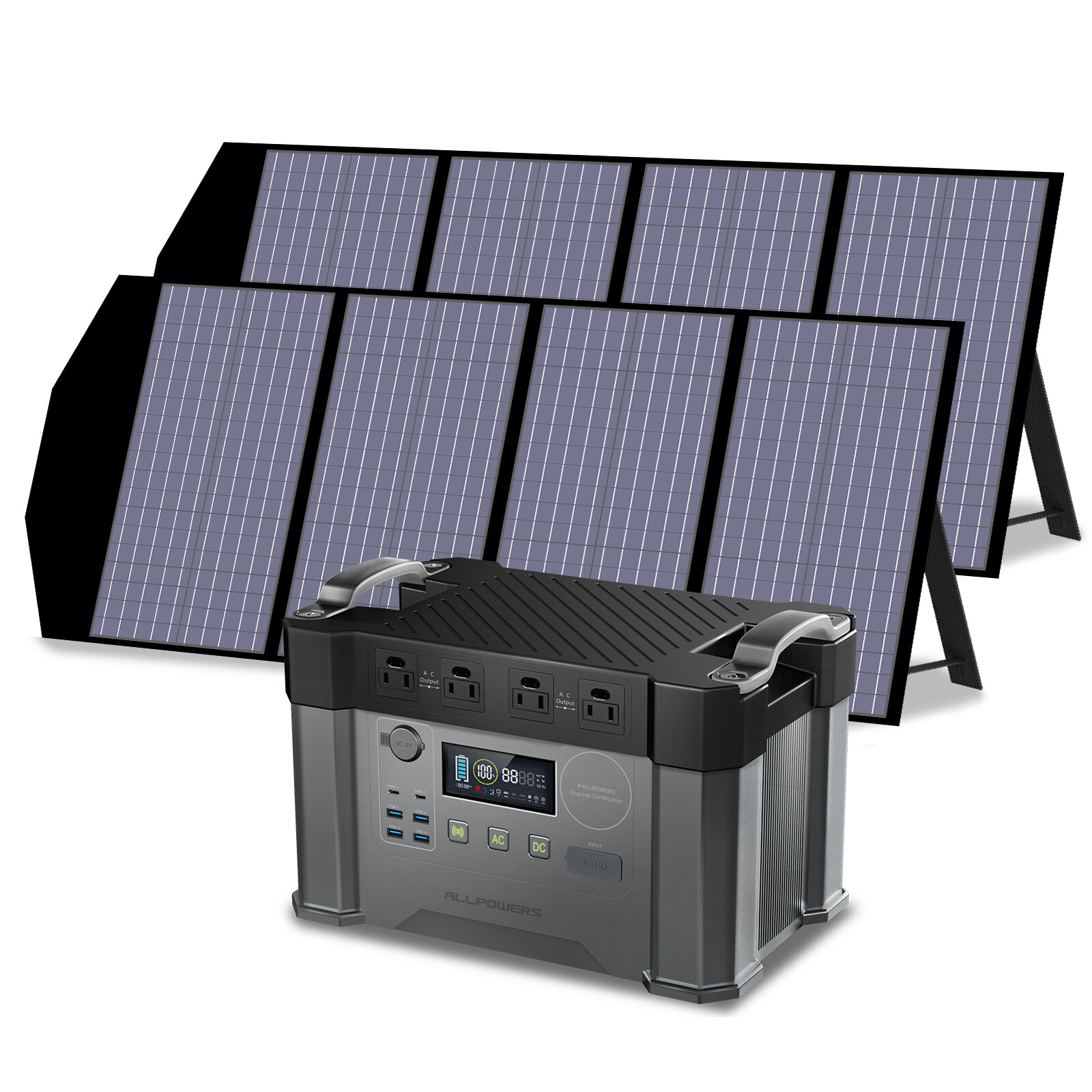ALLPOWERS 2400W Portable Power Station Generator RV With 2X Foldable Solar Panel