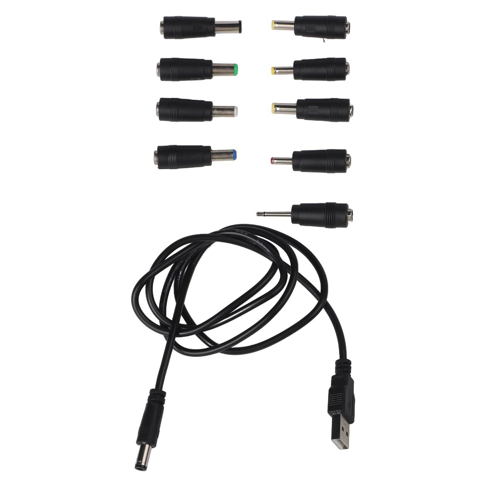 USB to DC Charging Cable Featuring Compact Design and Multiple Adapters