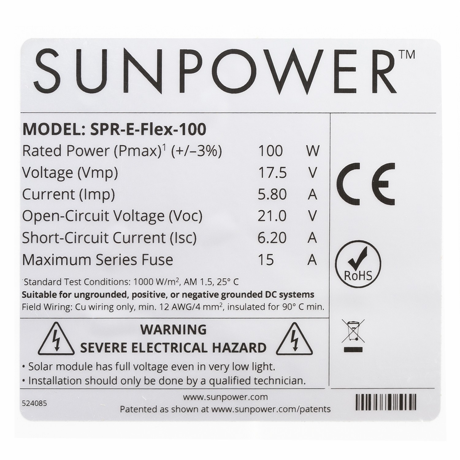 SunPower 100W Flexible Solar Panel – Maxeon Cells – B-Stock Cosmetic Seconds
