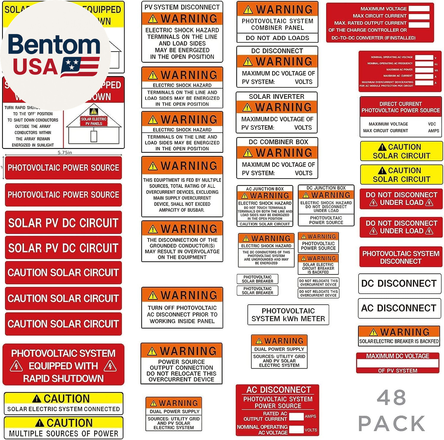 Photovoltaic Solar System Installer Label Kit | 2020 | 2017 Code | Electrical Pa