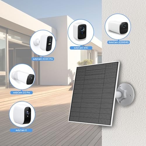 5W Solar Panel Charger for Outdoor Cameras, IP65 Waterproof, 9.8ft Cable, Adjust