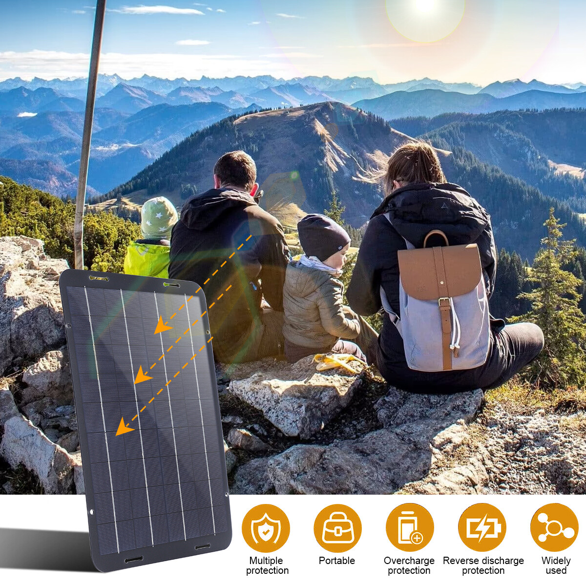 60W 18V Portable Solar Panel Kits for Boat RV Car Camping w/ USB & Car Charger