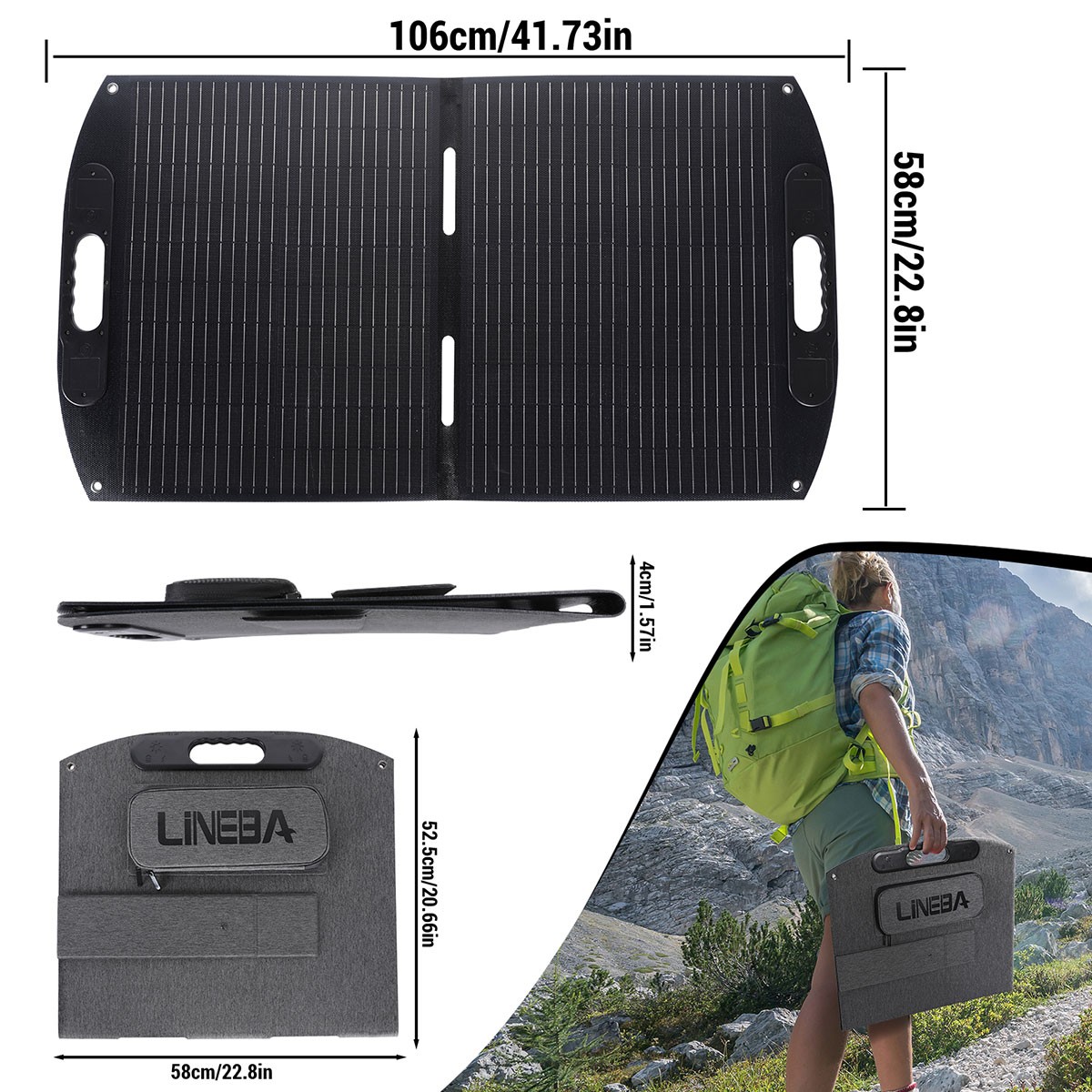 100W 22V Portable Solar Panel Foldable USB Solar Charger for Camping RV Off Grid