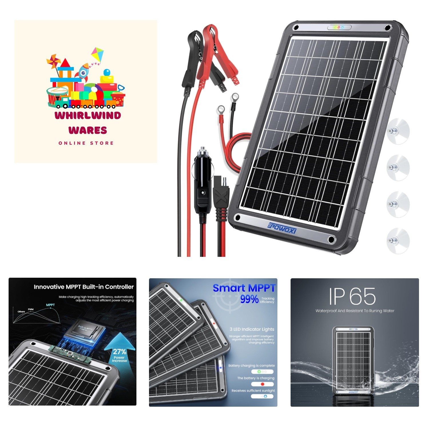 12V Solar Car Battery Charger: 15W Solar Trickle Charger Maintainer with MPPT…