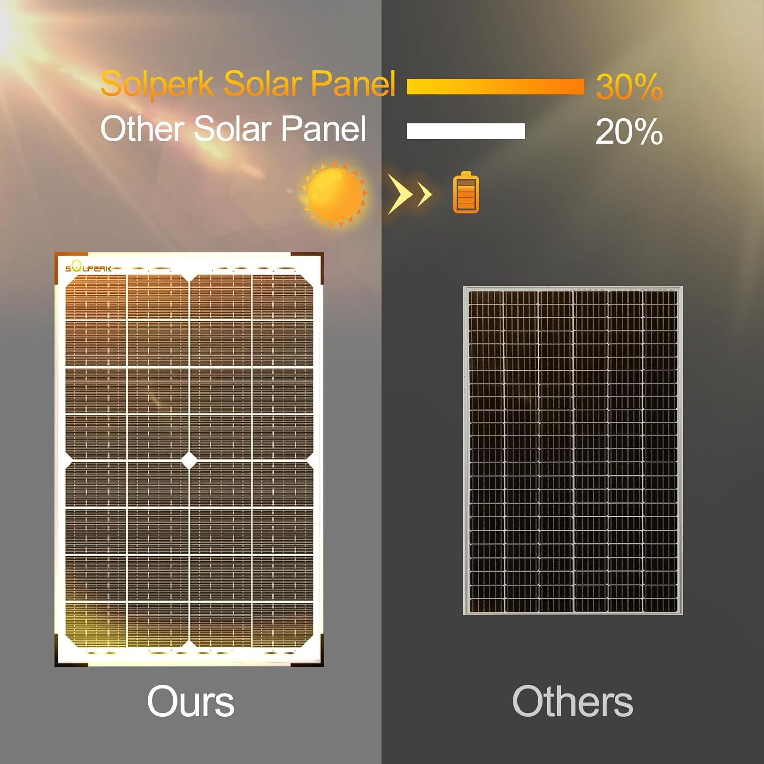 SOLPERK 30W Solar Battery Charger Solar Battery Maintainer + Upgrade 10A MPPT Ch