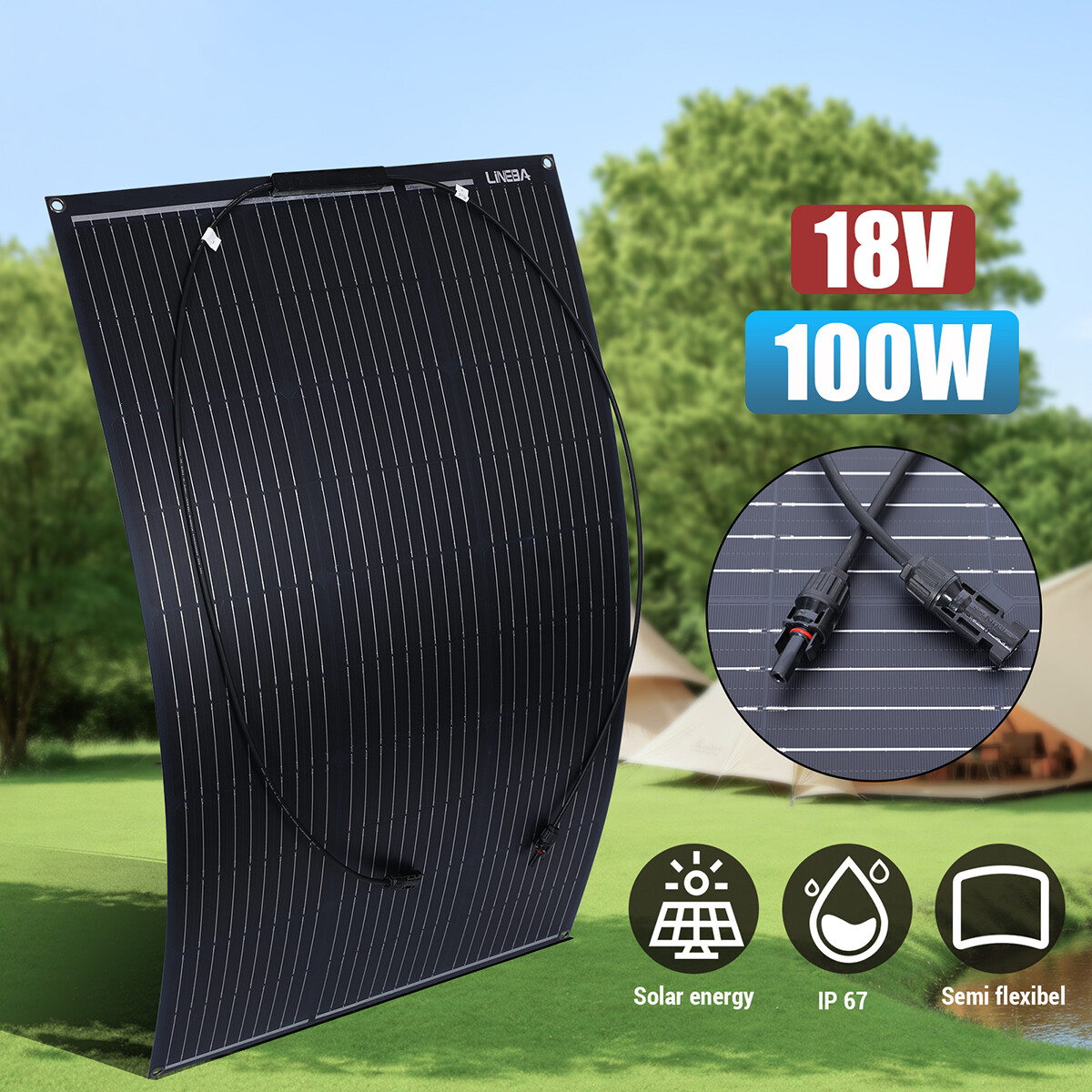 18V 400W 200W Mono Solar Panel N-Type 12BB Power RV Camping Home Boat Off Grid