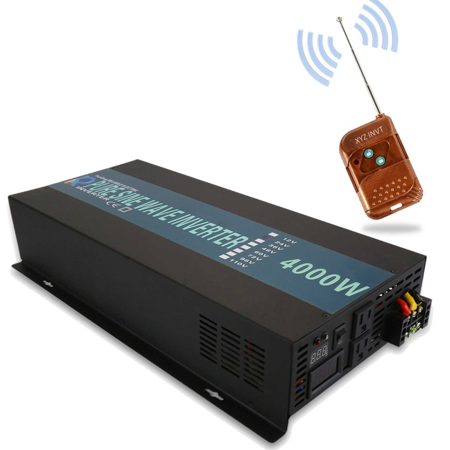 24V Pure Sine Wave Power Inverter 4000W Motor home Car Solar Home Remote Switch