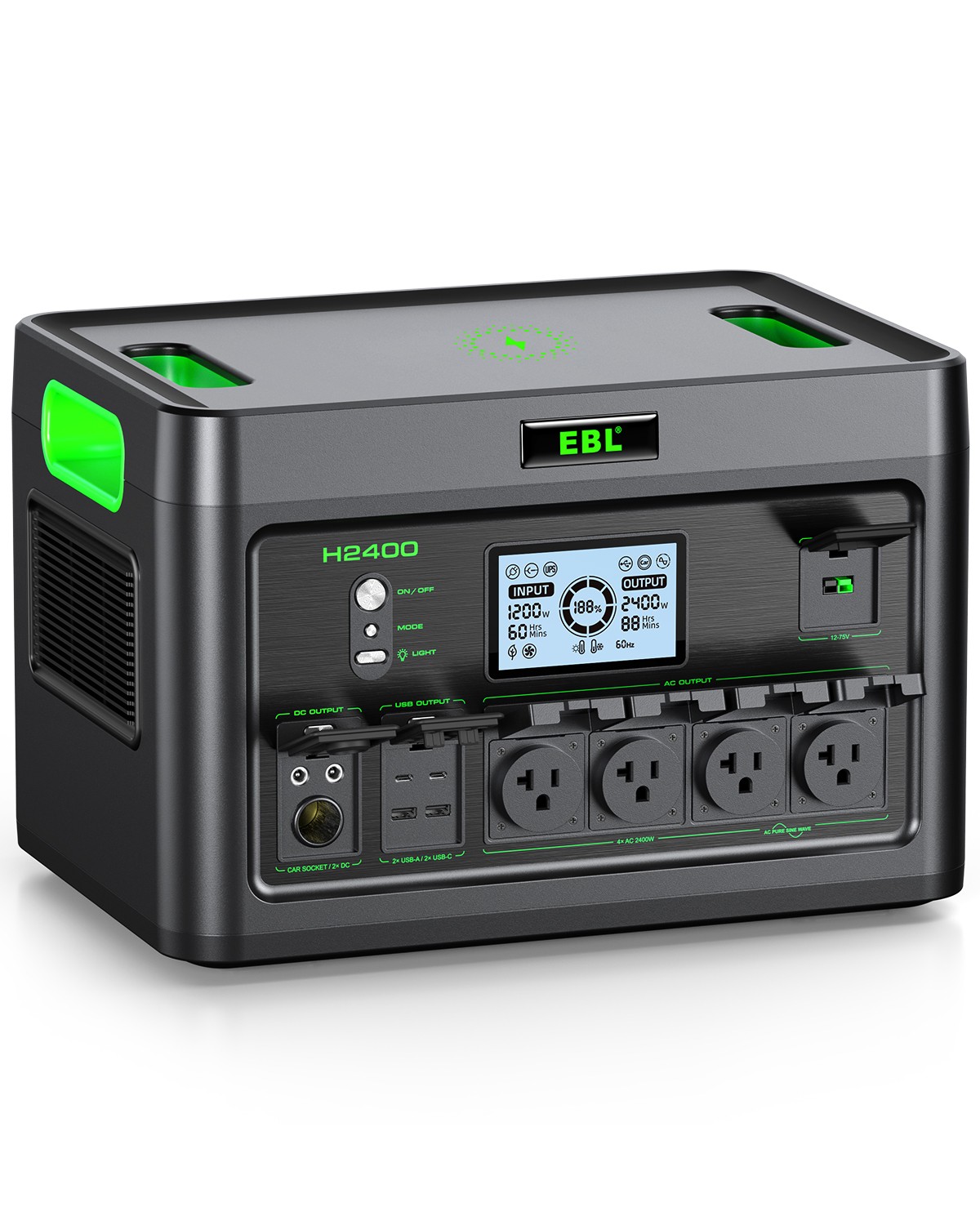 2400W 1843.2Wh Power Station Portable Solar Generator RV LiFePO4 Backup Battery