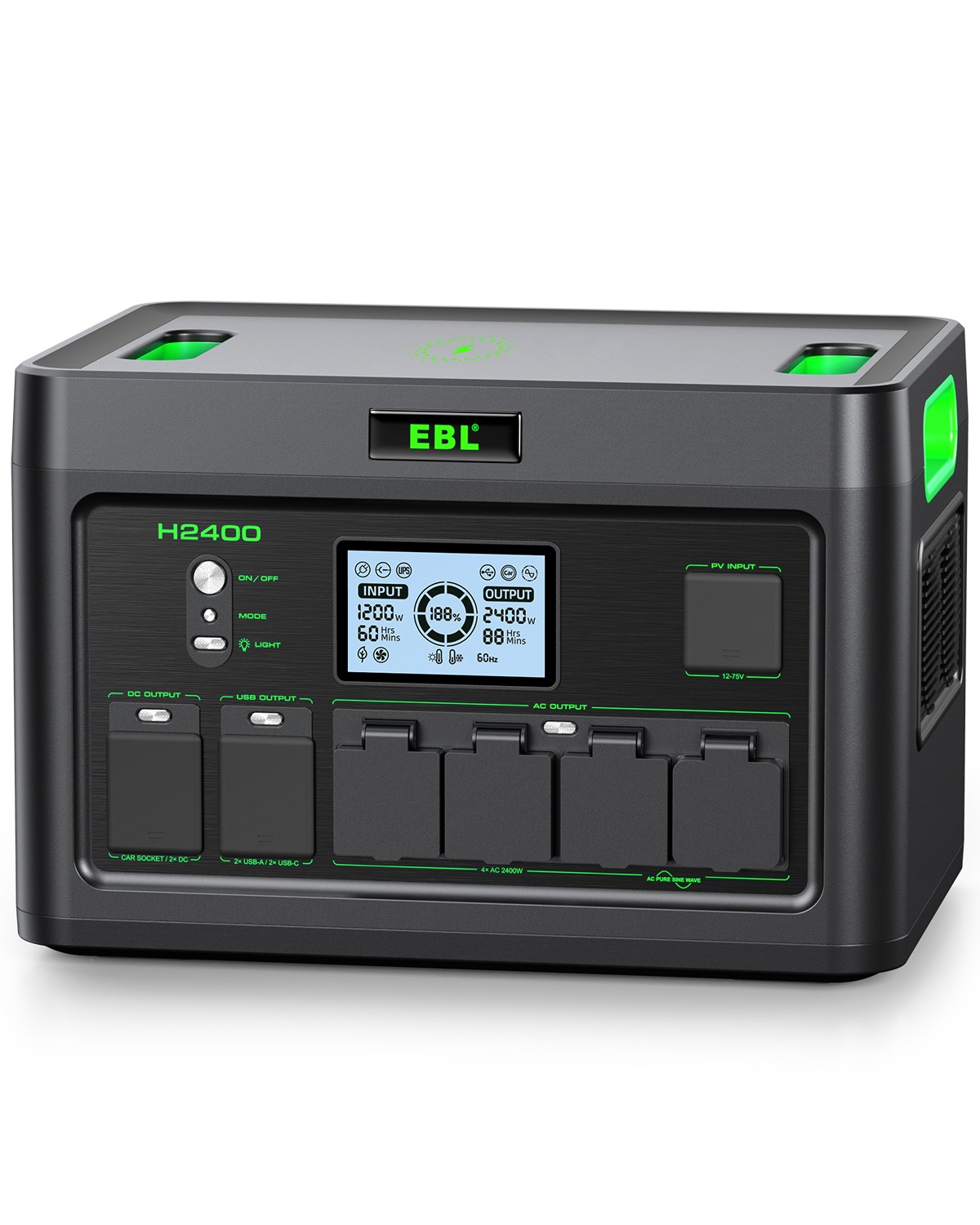 2400W 1843.2Wh Power Station Portable Solar Generator RV LiFePO4 Backup Battery
