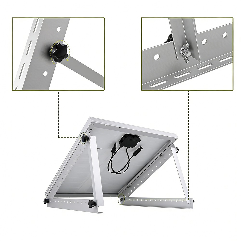 28in Adjustable Solar Panel Mount Brackets Foldable Tilt Legs for RV, Roof, Boat