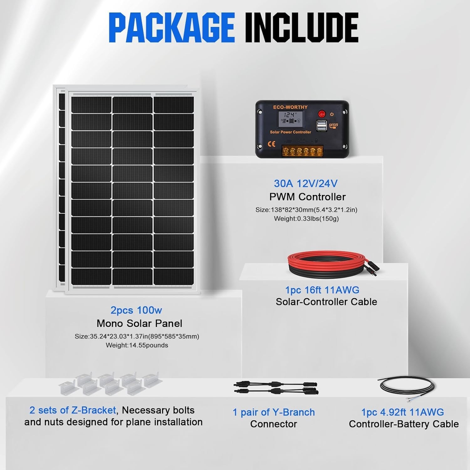 Durable 200W Solar Panel Kit for RVs & Off-Grid Applications – 30A Controller