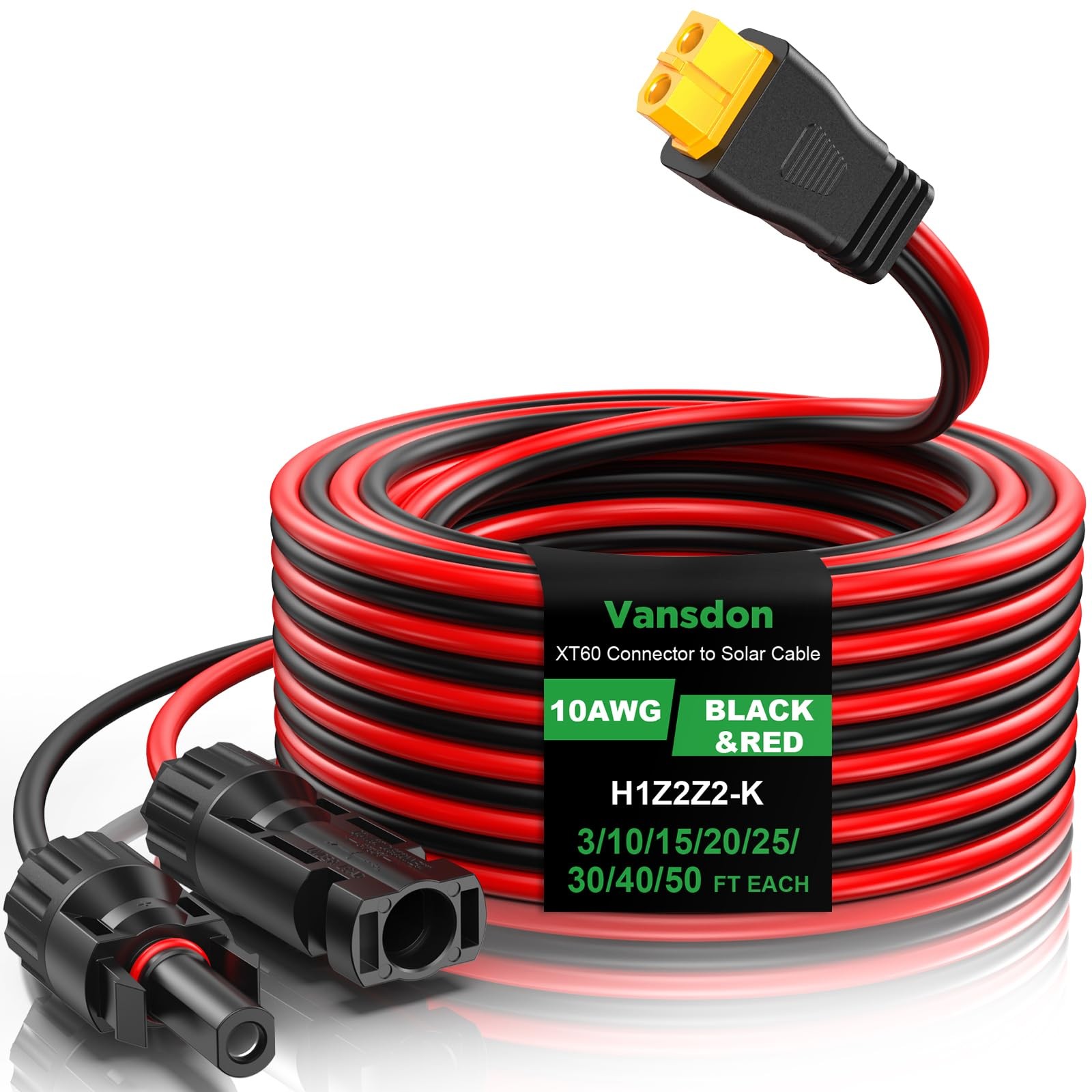 10AWG XT60 Solar Cable- Solar to XT60 Cable 3 10 15 20 25 40 50FT Charging Ad…