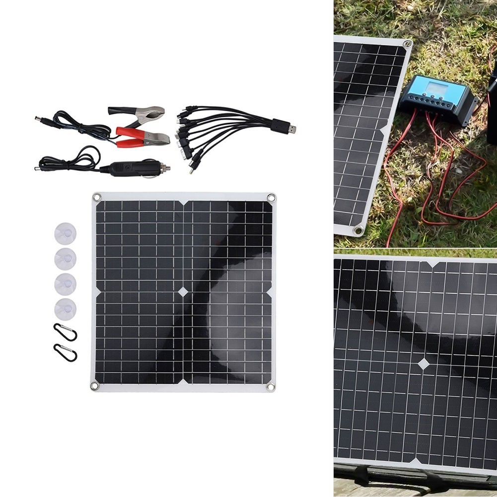 50W Solar Panel 12V Charger Monocrystalline Silicon Lightweight Portable Design