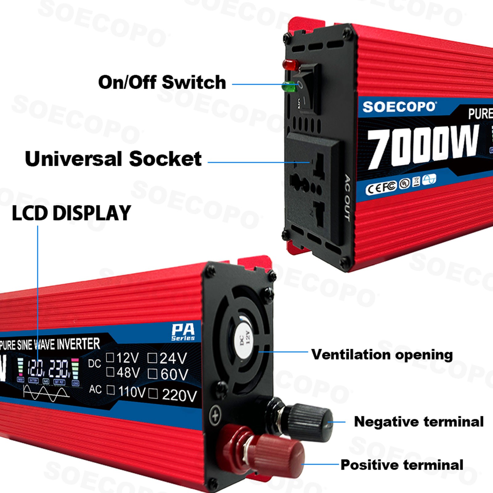 7000W Solar System Kit 100A Controller DC12V to AC110/220V Flexible Panel