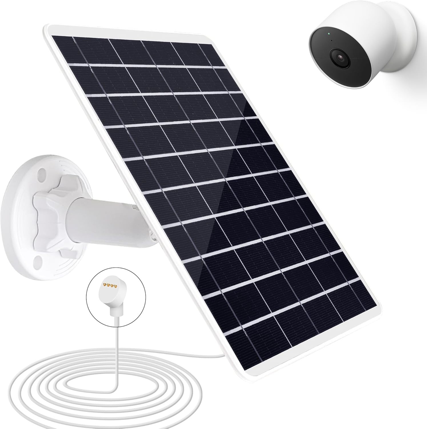 8W Solar Panel Compatible with Google Nest Camera Outdoor & Indoor (Battery V…