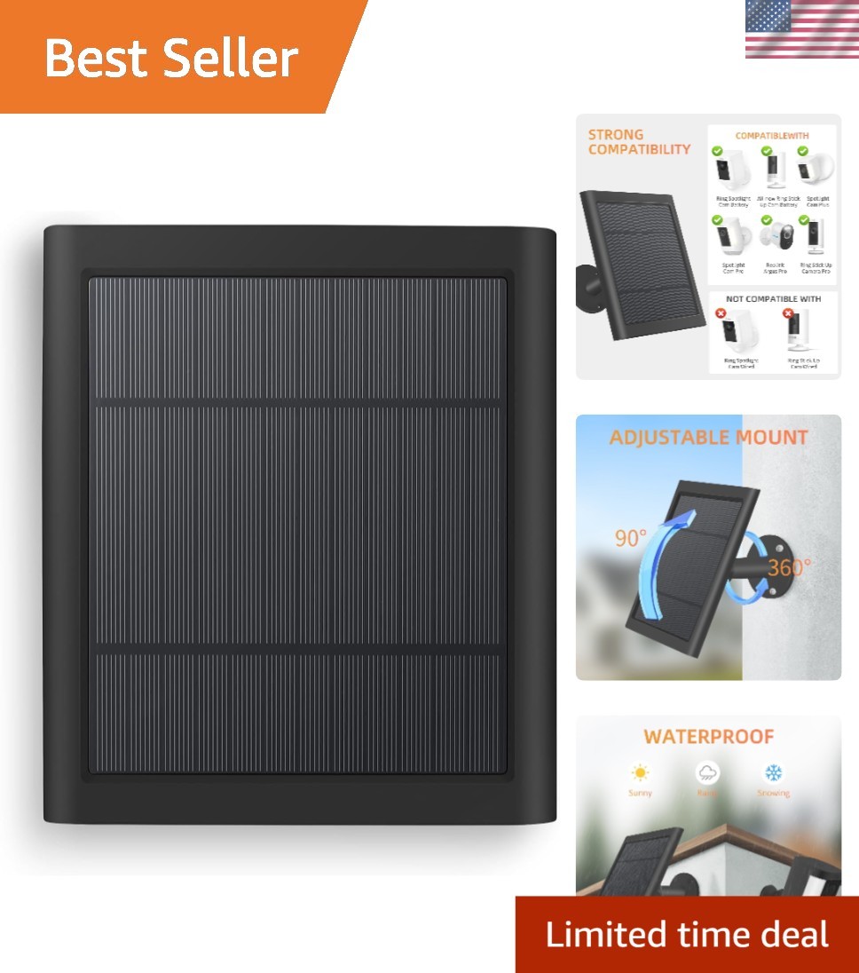 1 Pack 4W Solar Charger for Ring Spotlight & Stick Up Outdoor Cam, Black, Hig…