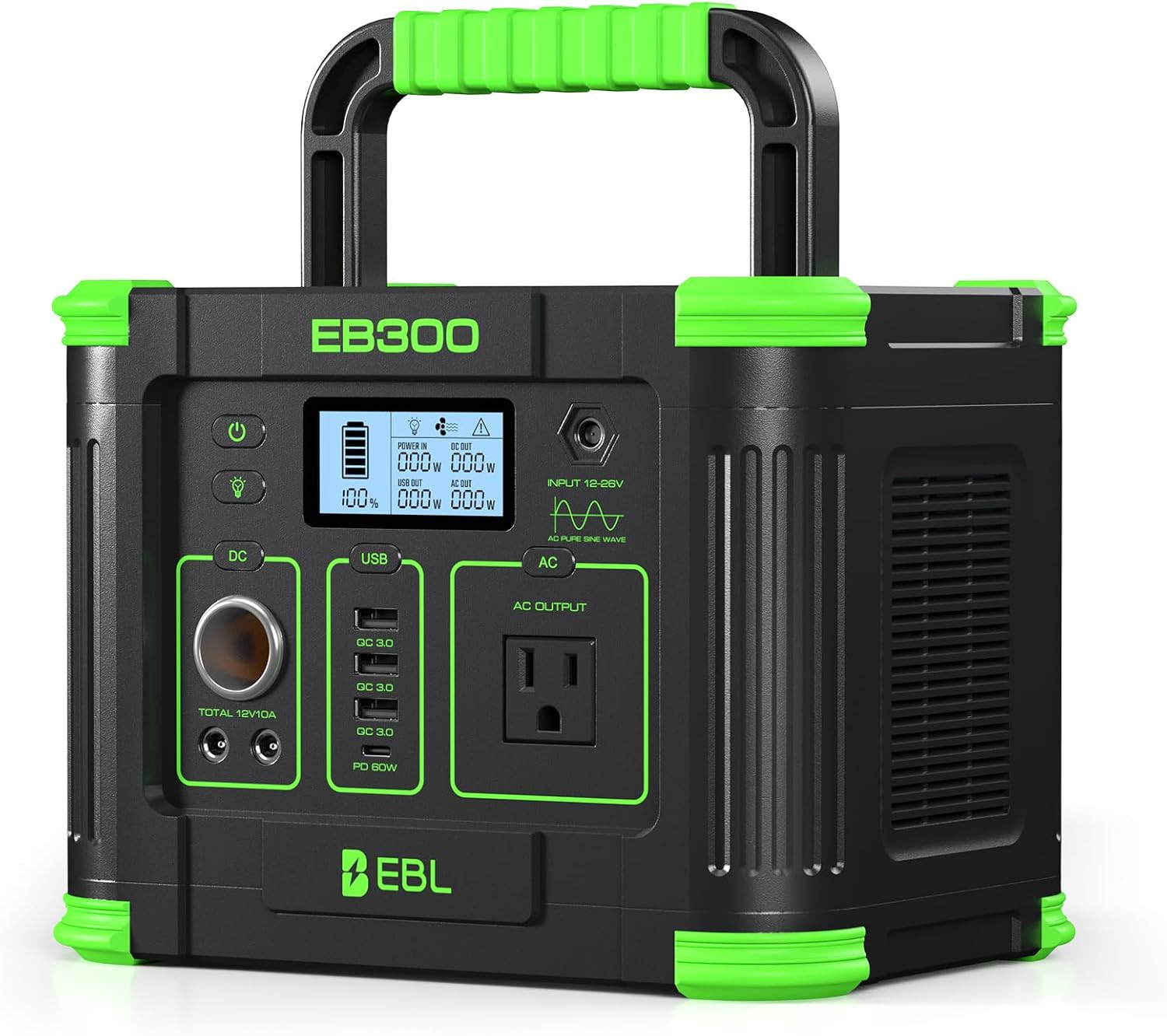 Portable Power Station 288.6Wh 330W Solar Generator Pure Sine Wave AC Output (60