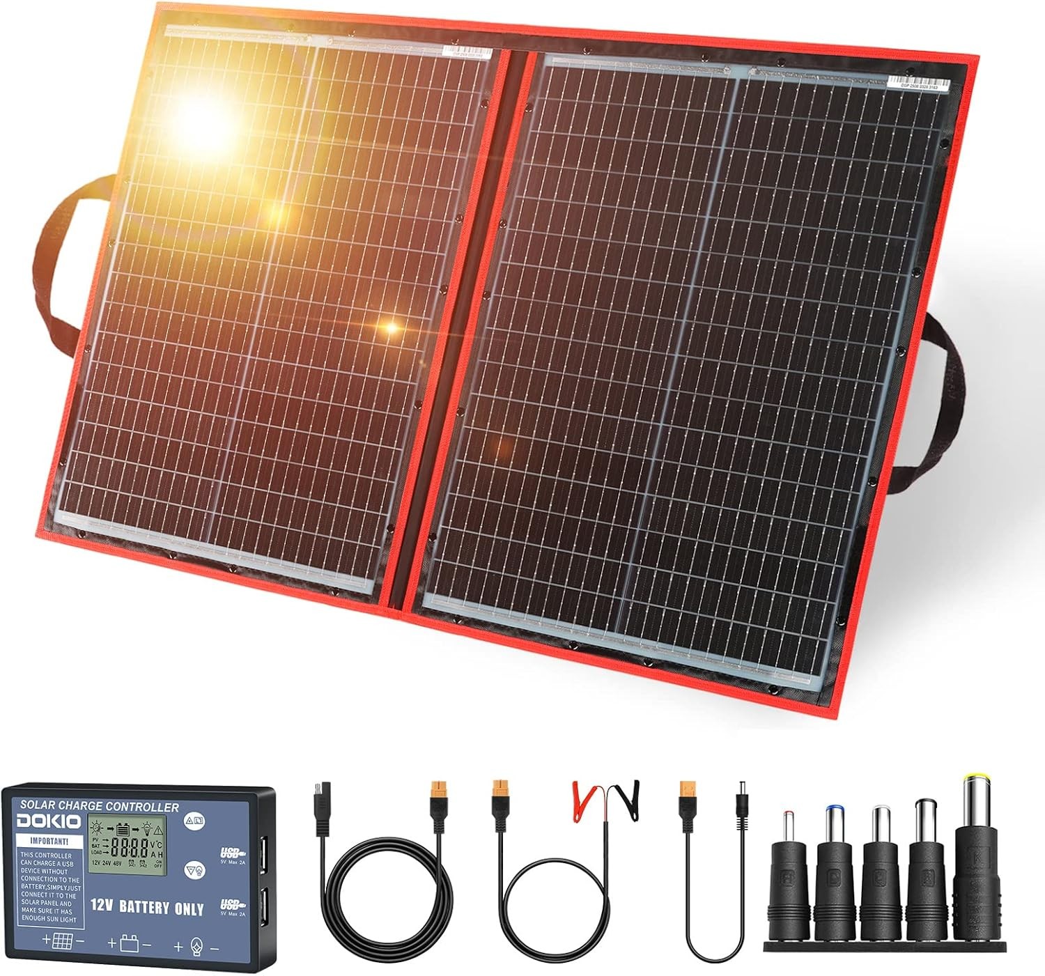 200W 36V Portable Foldable Solar Panel Kit Compact 19×26.4in Design 9.7lb W/