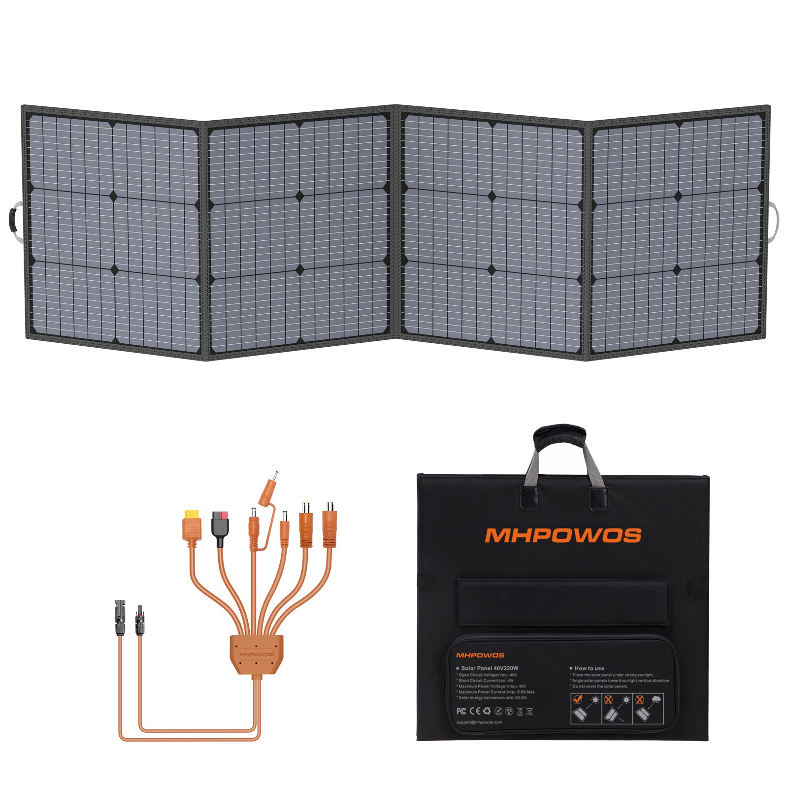 Camping Solar Panel 220W Black for EcoFlow 1024Wh DELTA 3 Classic Power Station
