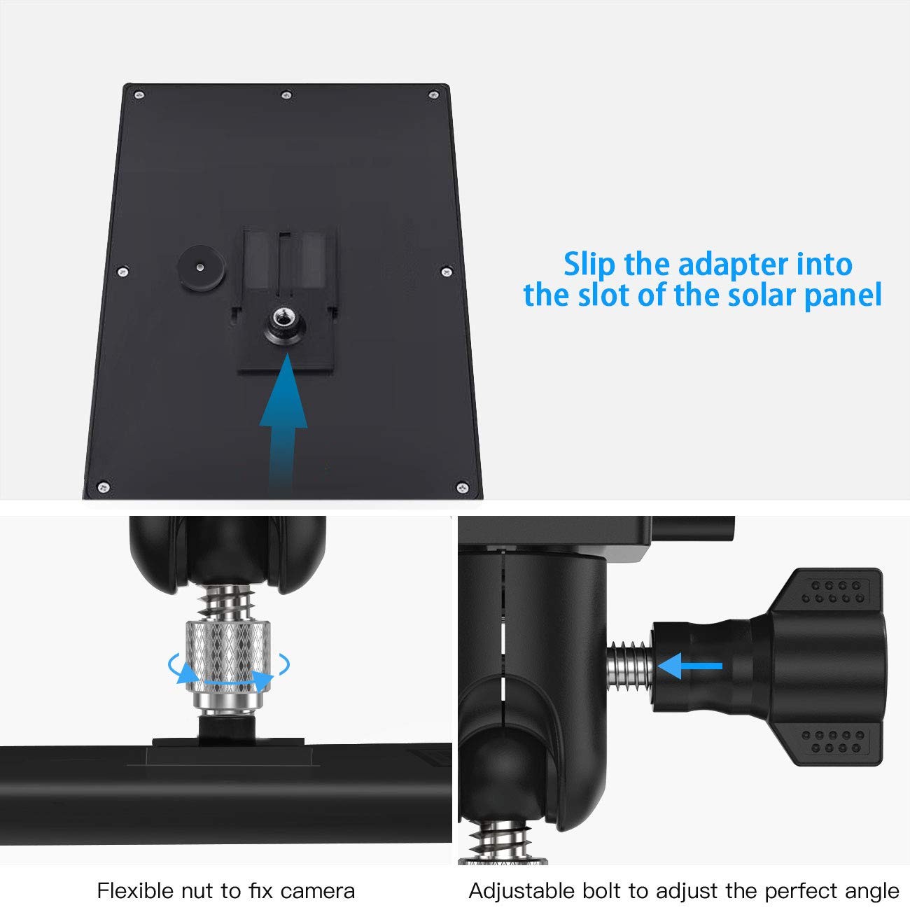 HOLACA Weatherproof Gutter Mount for Ring Solar Panel- Adjustable Black