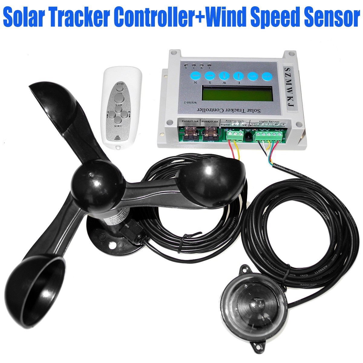 Dual Axis Solar Panel Auto Tracking LCD Tracker Controller W/ Wind Speed Sensor
