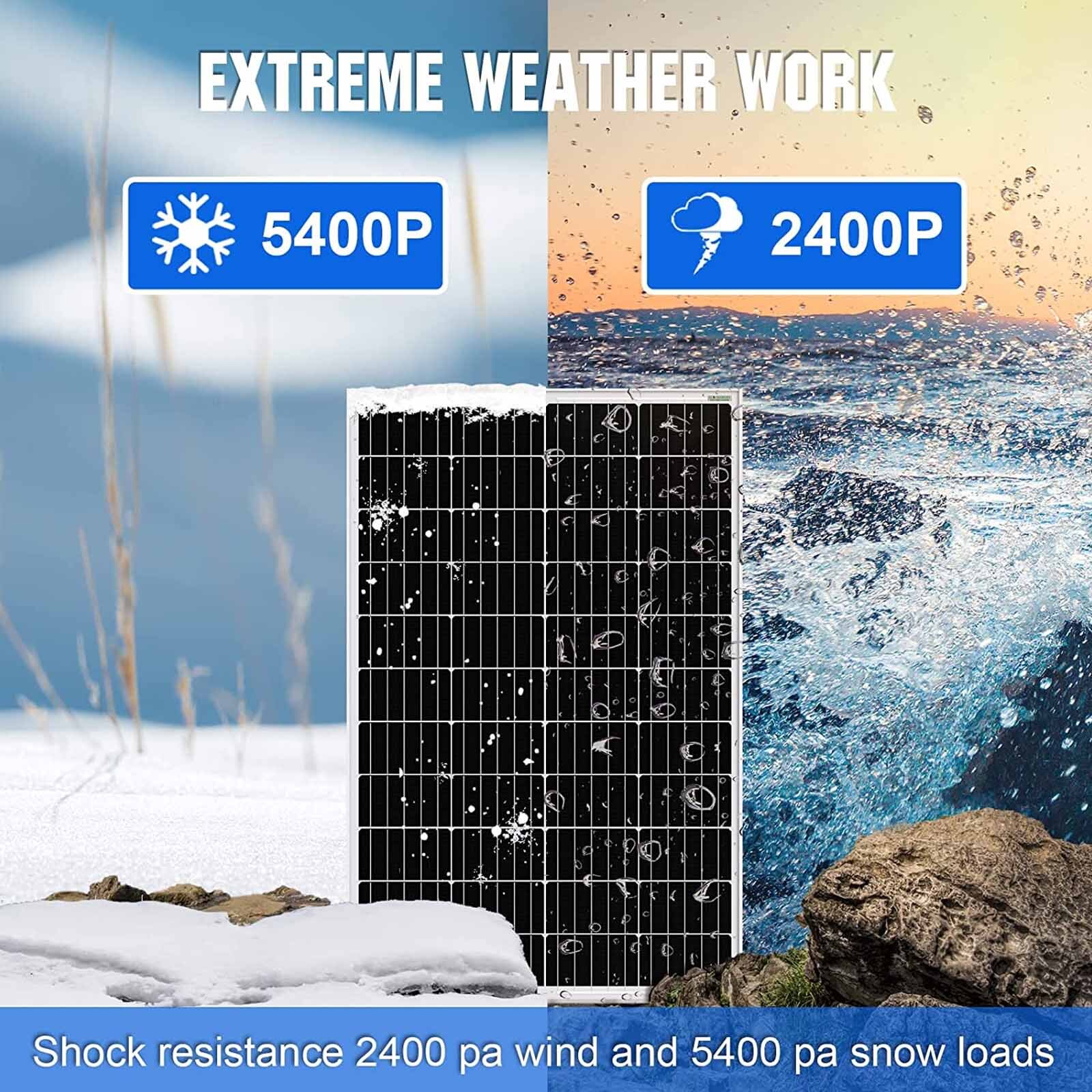 100W 12V Solar Panel High Efficiency Monocrystalline Module For RV Home Roof NEW