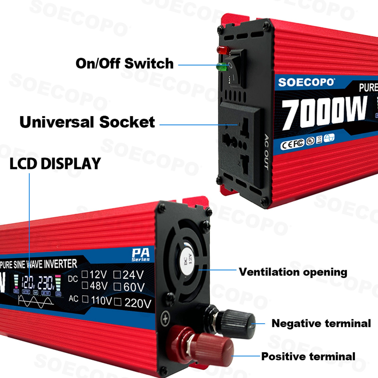 7000W Solar System Kit 100A Controller DC12V AC110 220V Panel for RV Boat CampIY