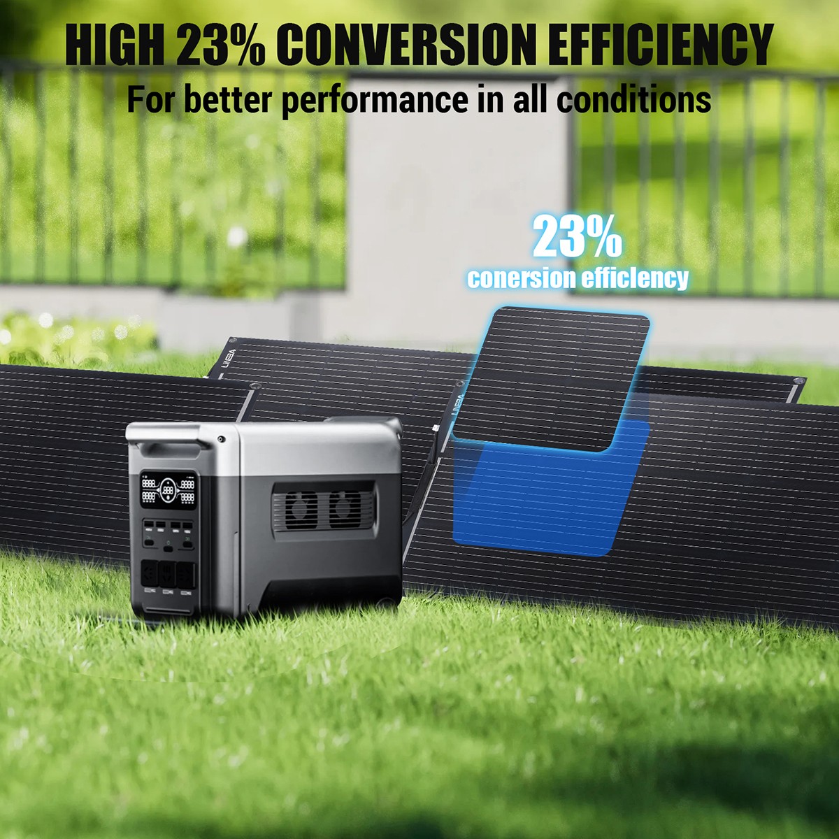 200W Portable Solar Panel Kit & 5000W Car Inverter Power System for Summer