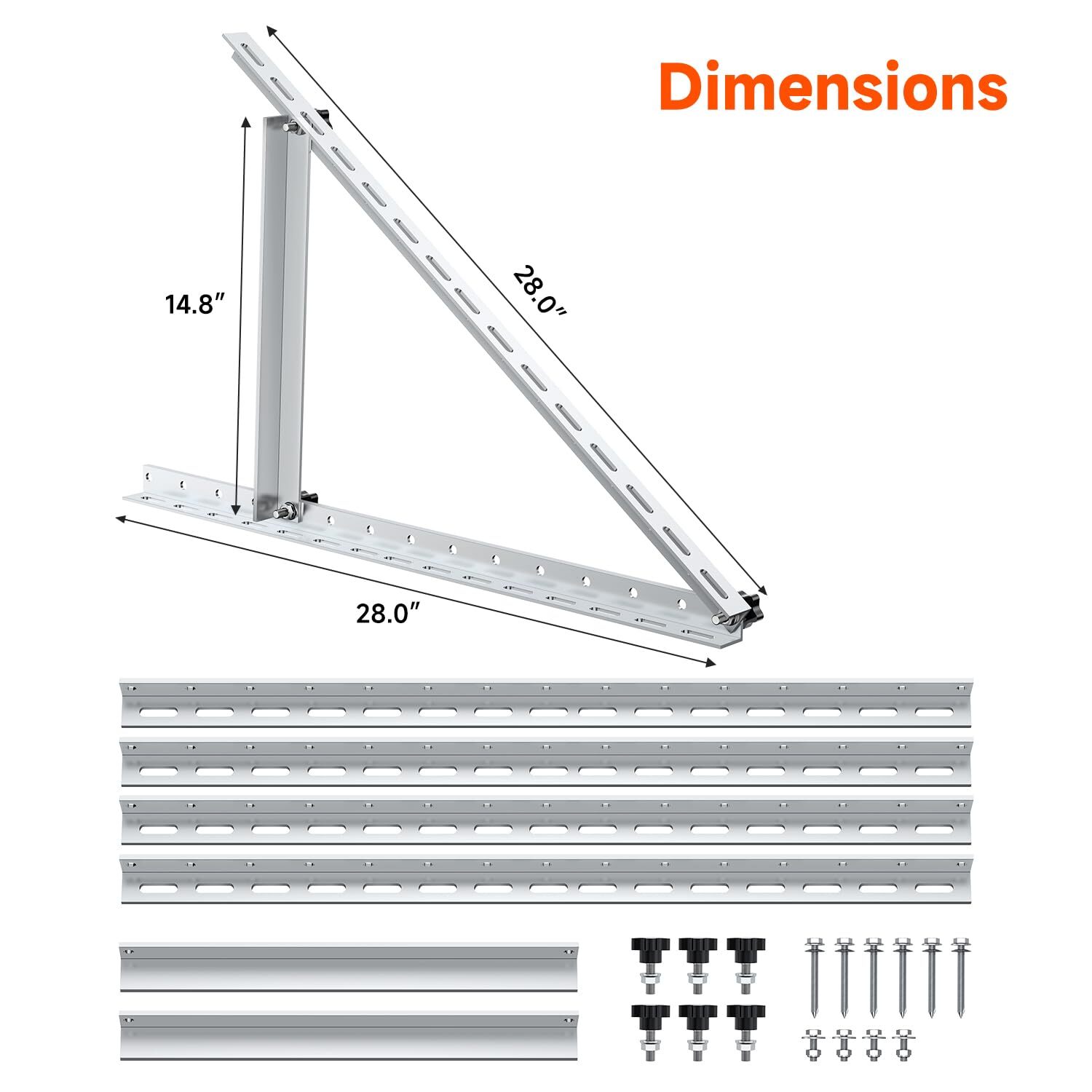 4x Solar Panel Stand Tilt Mount Brackets- Adjustable Angle for RV Roof Boat Roof