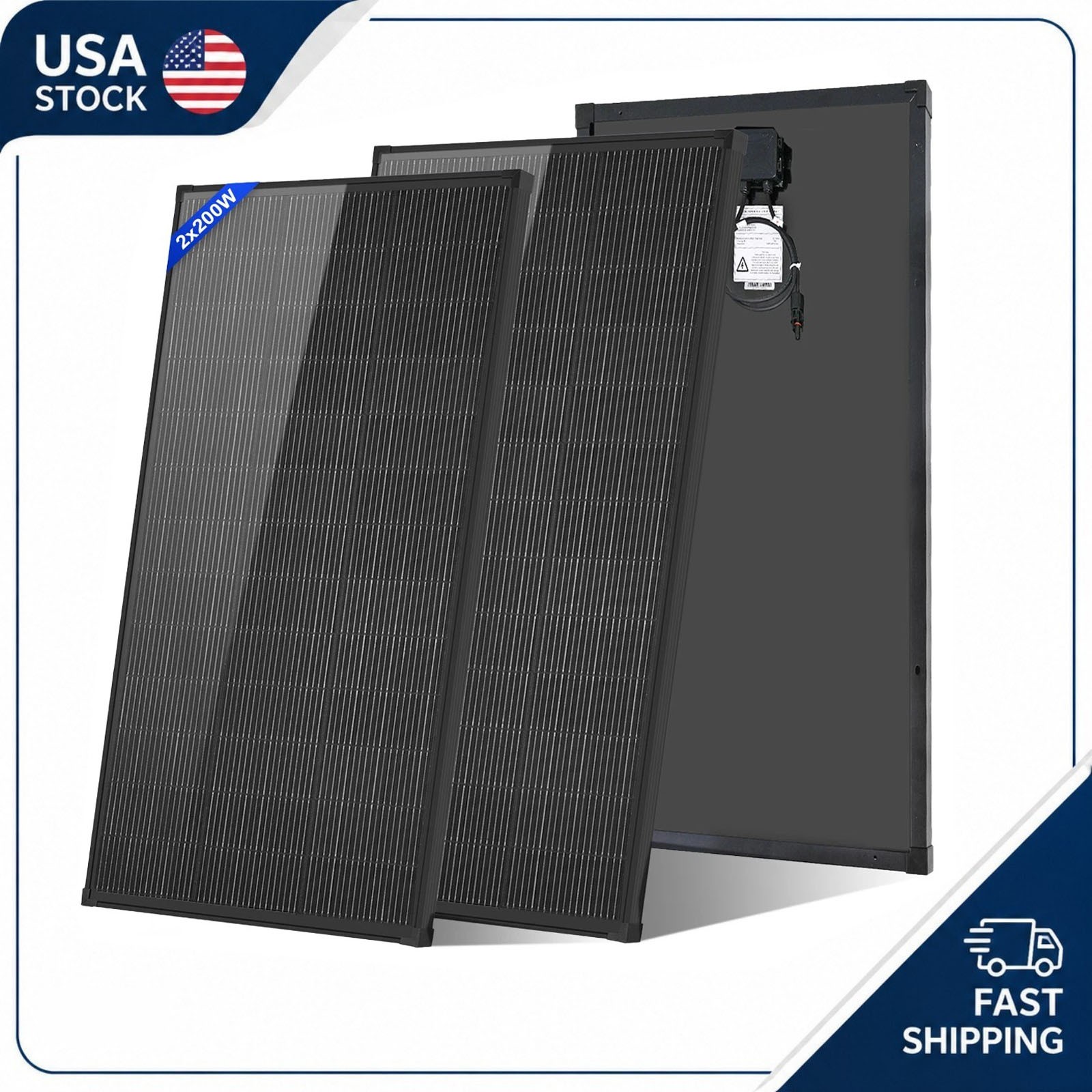 AeternaSol 400W(200W*2) 18V N-Type Mono18BB Solar Panel Roof RV Boat Off-Grid