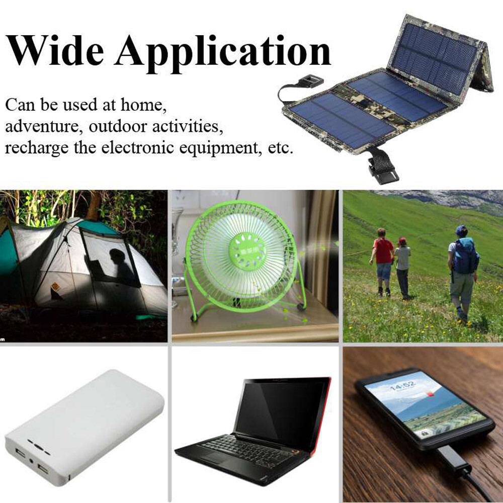 80W USB Solar Panel Folding Power Bank Outdoor Camping Hiking Phone Charger US