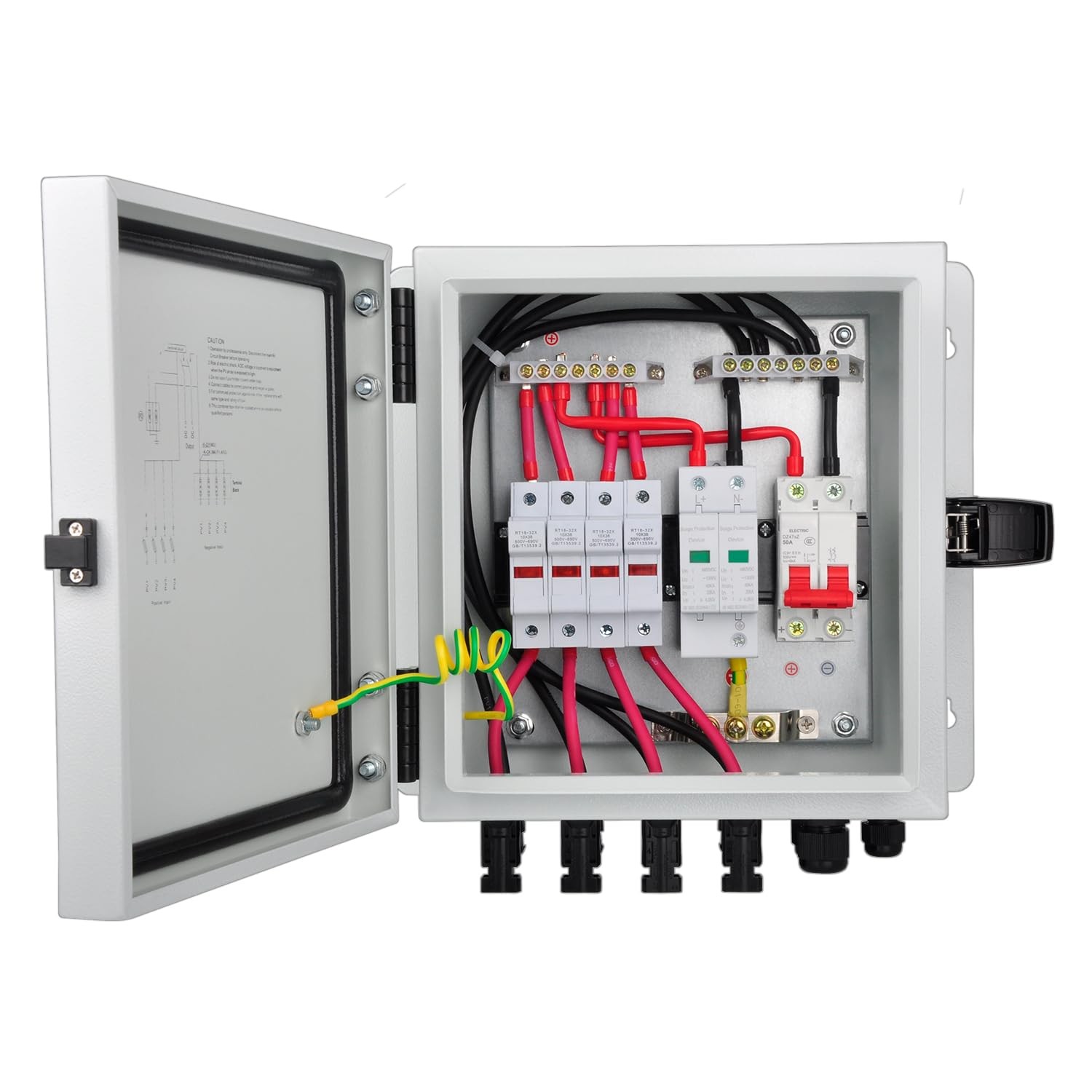Pv Combiner Box 4 String Metal Solar Combiner Box With 15a Rated Current Fuse Su