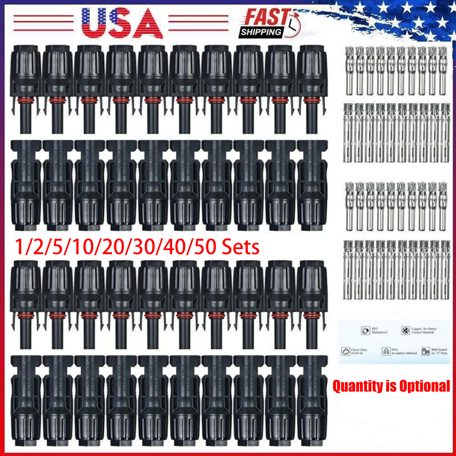 Lot Solar Cable Connectors 4mm-6mm 30Amp Waterproof Solar Panel Wire Joiners US