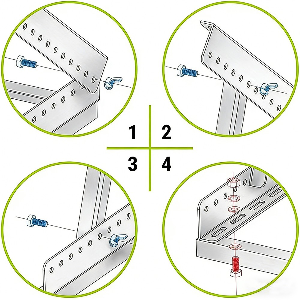 28in Adjustable Solar Panel Mount Brackets Foldable Tilt Legs for RV, Roof, Boat