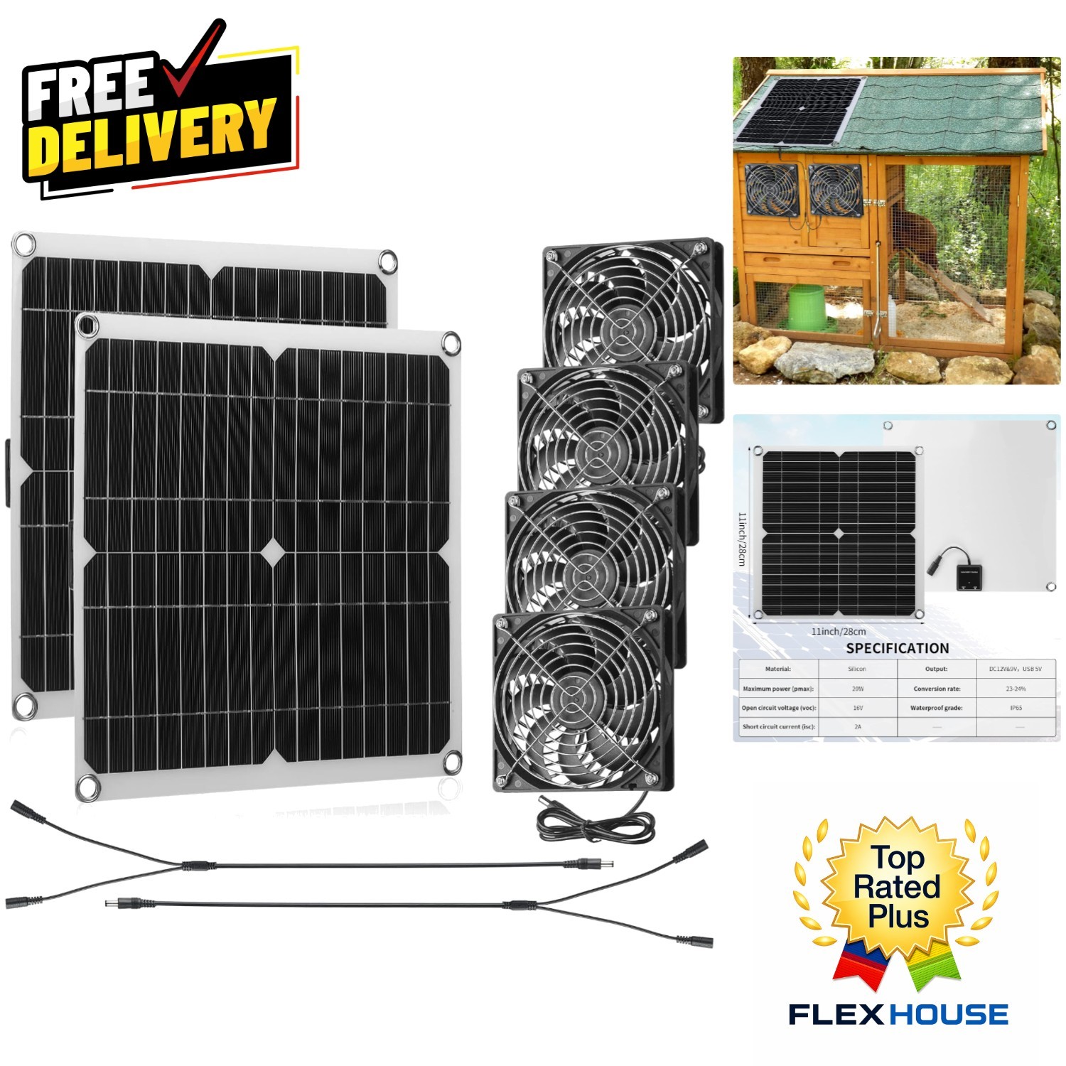 Waterproof Solar Ventilator Fan Set – 16V Power, 3 Speeds for Summer Comfort