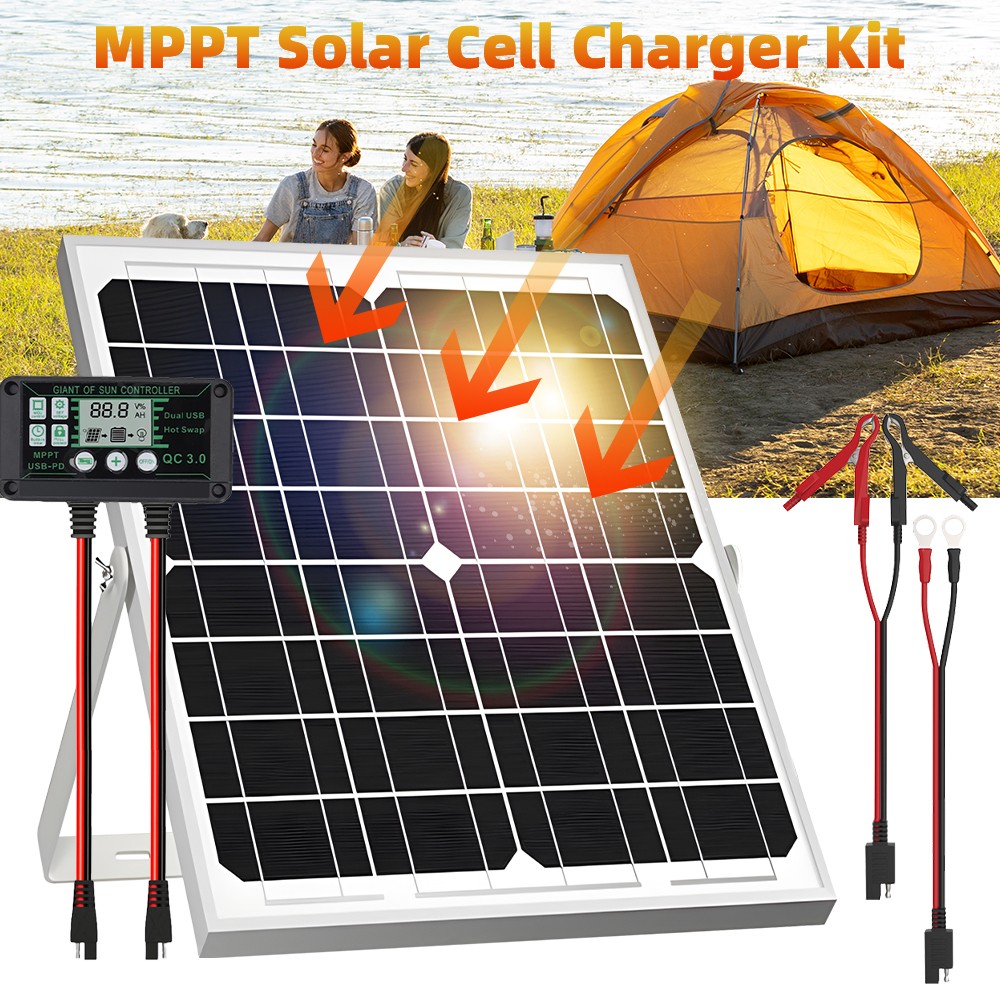 30W Solar Panel Trickle Charger 12V Solar Battery 100A W/ Controller Maintainer