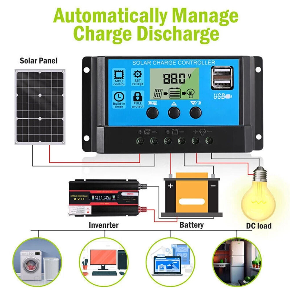 200 Watts Solar Panel Kit 100A 12V Battery Charger w/ Controller Caravan Boat RV
