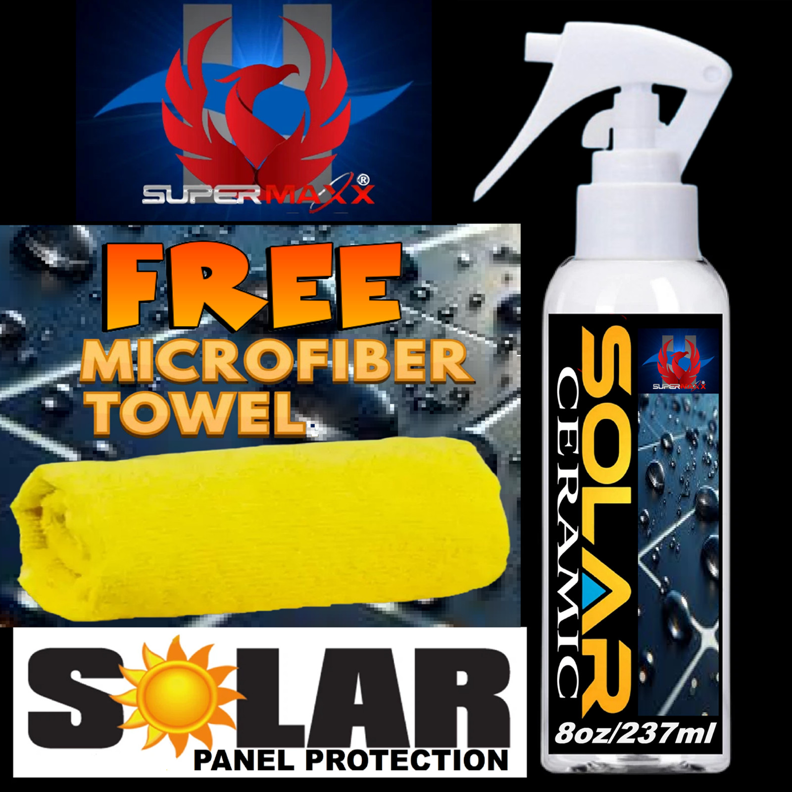 SOLAR PANEL 2 YEAR PROTECTION TRICURE CERAMIC CLEAR COAT ‘SPRAY’ SELF – CLEANING