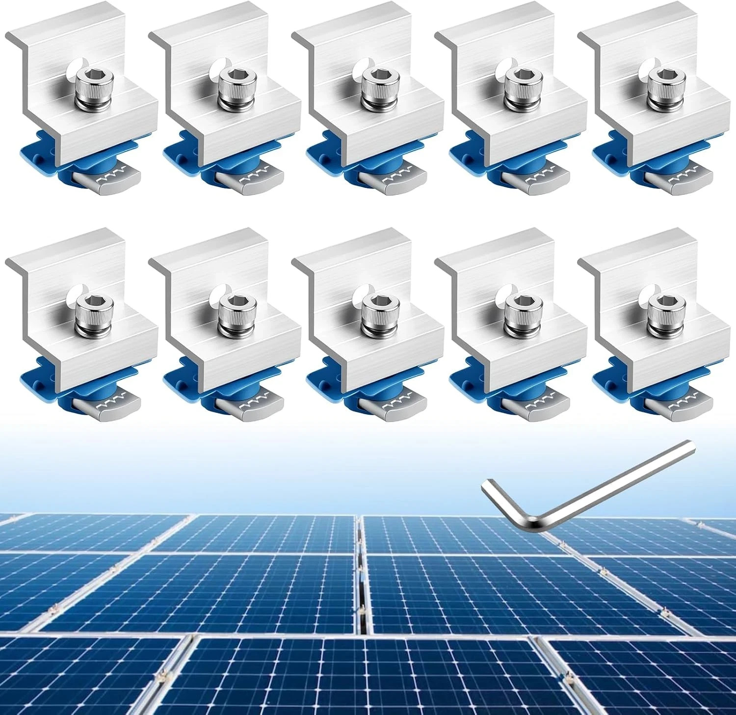 10Pcs Solar Panel End Clamp for Standard Unistrut, Aluminum 30Mm/35Mm Solar Pane