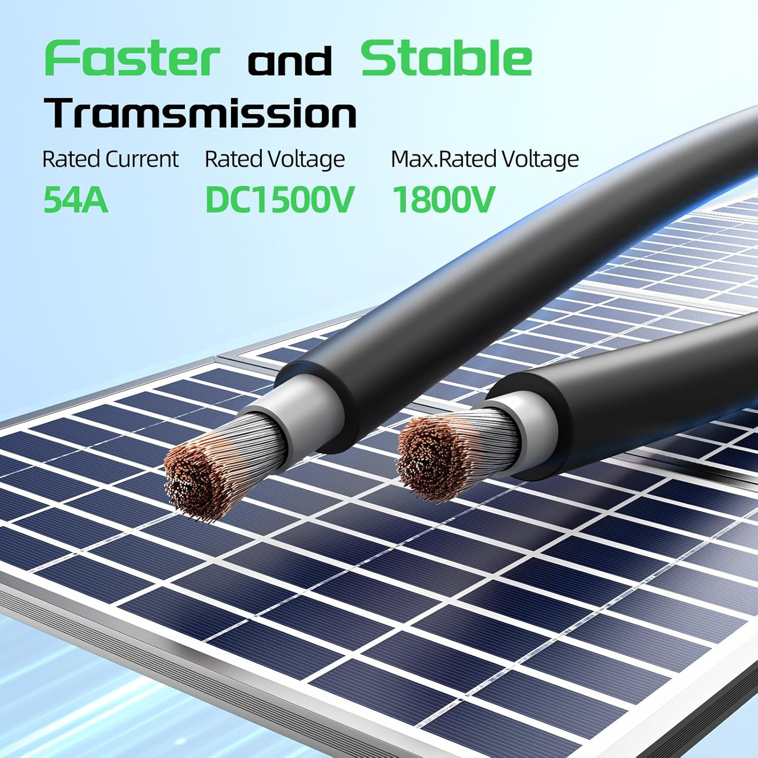 200FT Black Solar Extension Wire, 10AWG Tinned Copper, Solar Panel Cable for Out