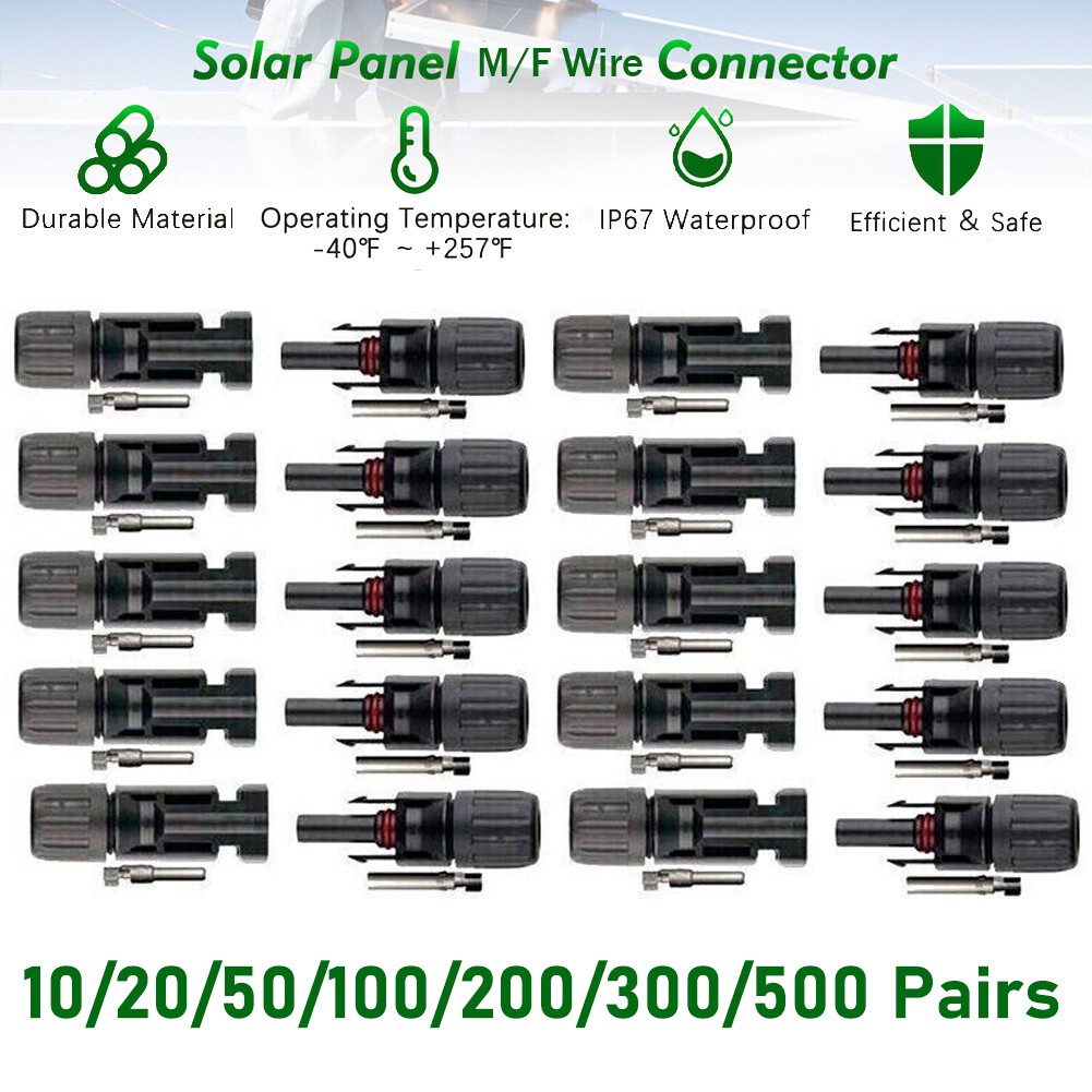 10/20/50/100/400 Pairs Male Female Solar Cable Connectors For DIY Solar Panel US