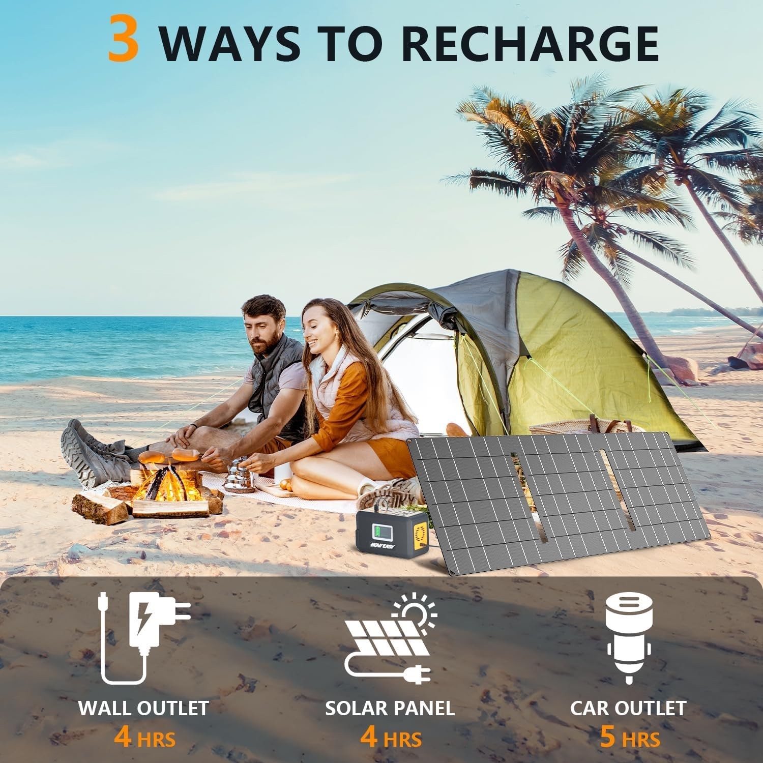 Versatile Solar-Powered Power Station – 120W for Outdoor Adventure & Emergencies