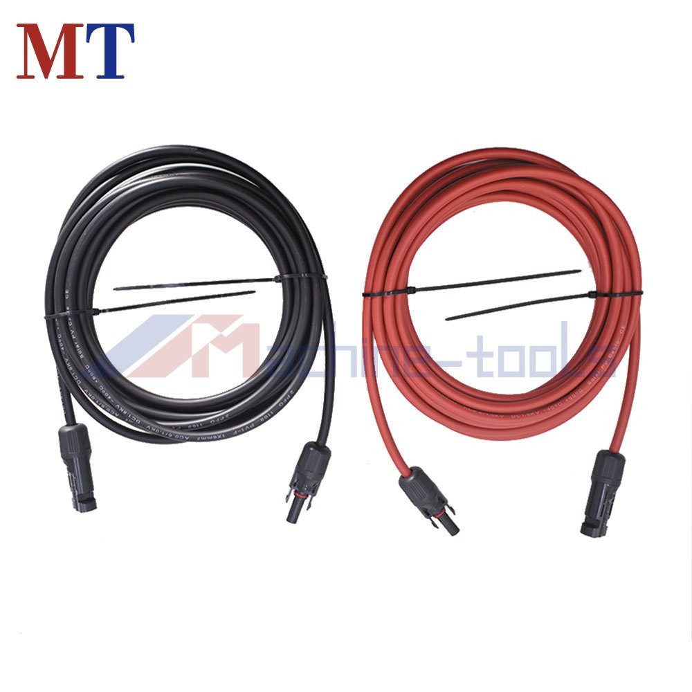 12AWG 1 Pair 5FT (1.524m) Red + Black Solar Panel Extension Cable Wire Connector