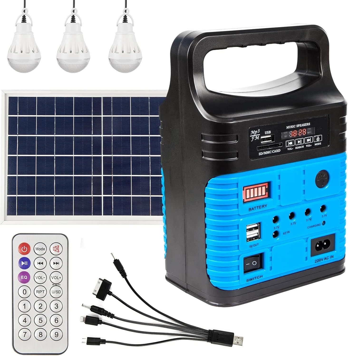Compact Solar Generator – Portable Power Station with LED Flashlight & USB/Dc